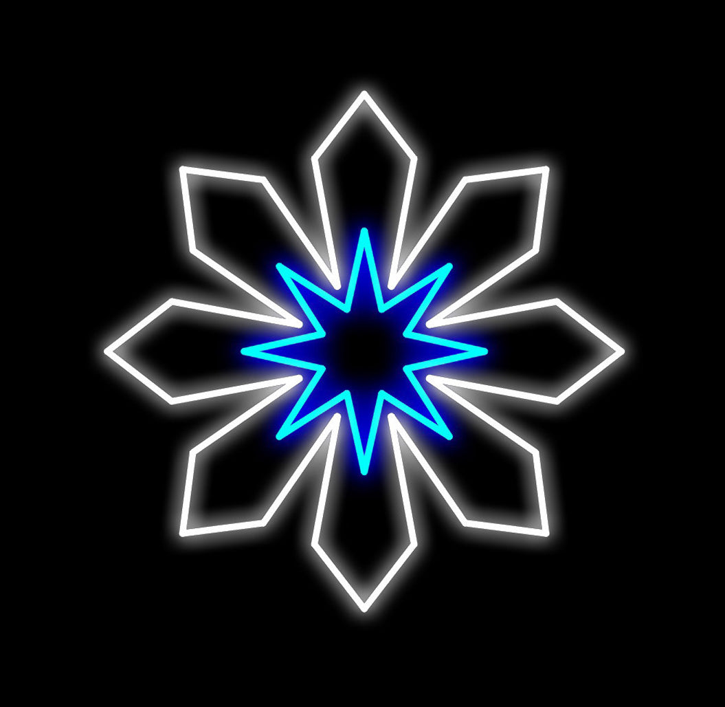 3' Pure White and Blue LED Snowflake