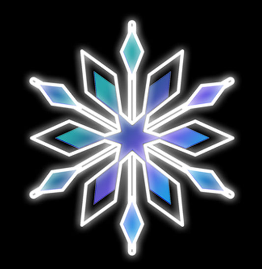 18" Pure White and Blue Hue LED Snowflake Ground Mount