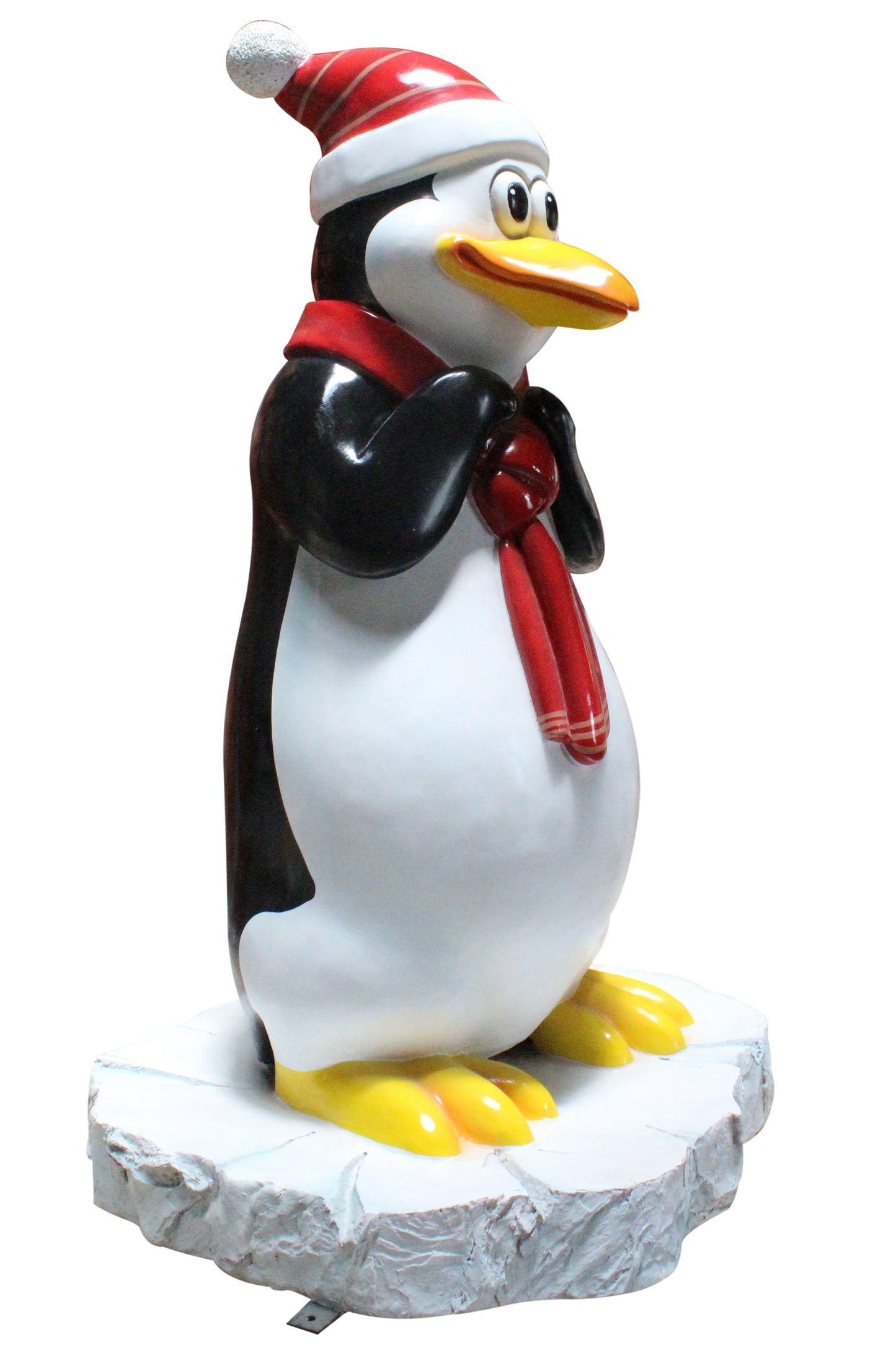 Funny Penguin Mom with a Bright Red Hat & Scarf