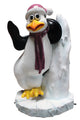 Funny Penguin Leaning on Iceberg with Purple Hat & Scarf