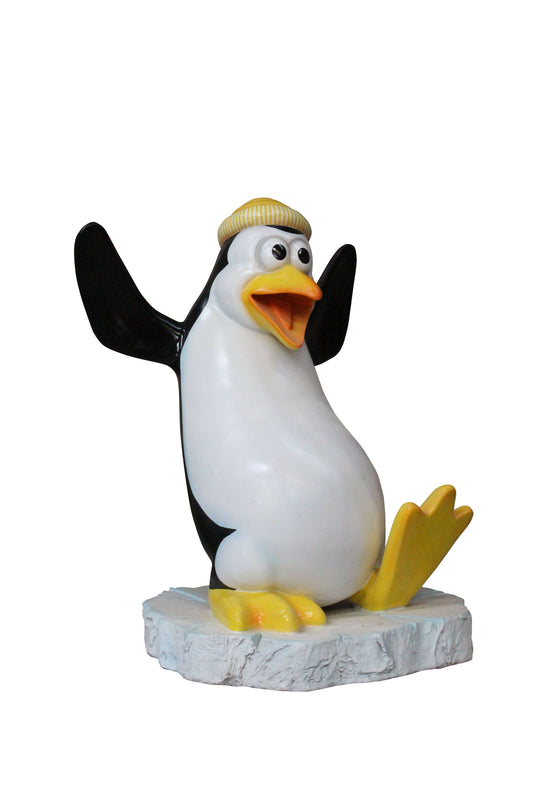 Whipper the Funny Penguin with a Yellow Hat on Ice