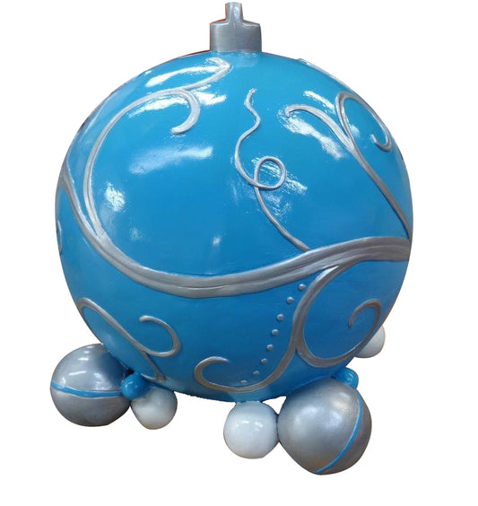 Aqua, White and Silver Single 24" Ornament