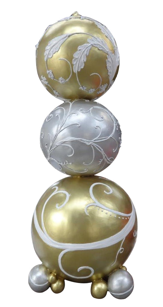 Gold, White and Silver 5.5' Stacked Ornaments