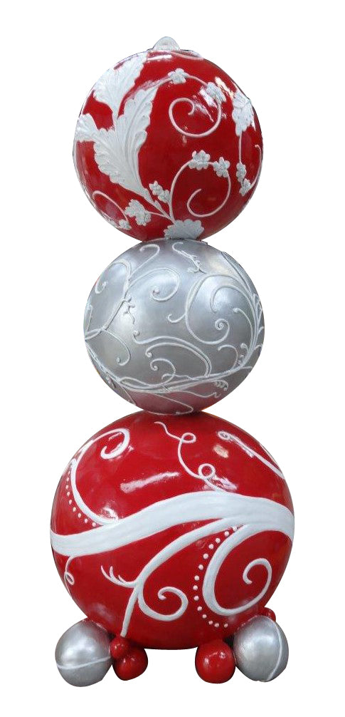 5.5' Red, White and Silver Stacked Ornaments