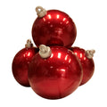 4 Red Christmas Ornament Stack Display