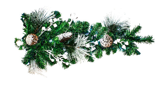 Pine Flocked 24" White Teardrop Lit with Pure White LEDs