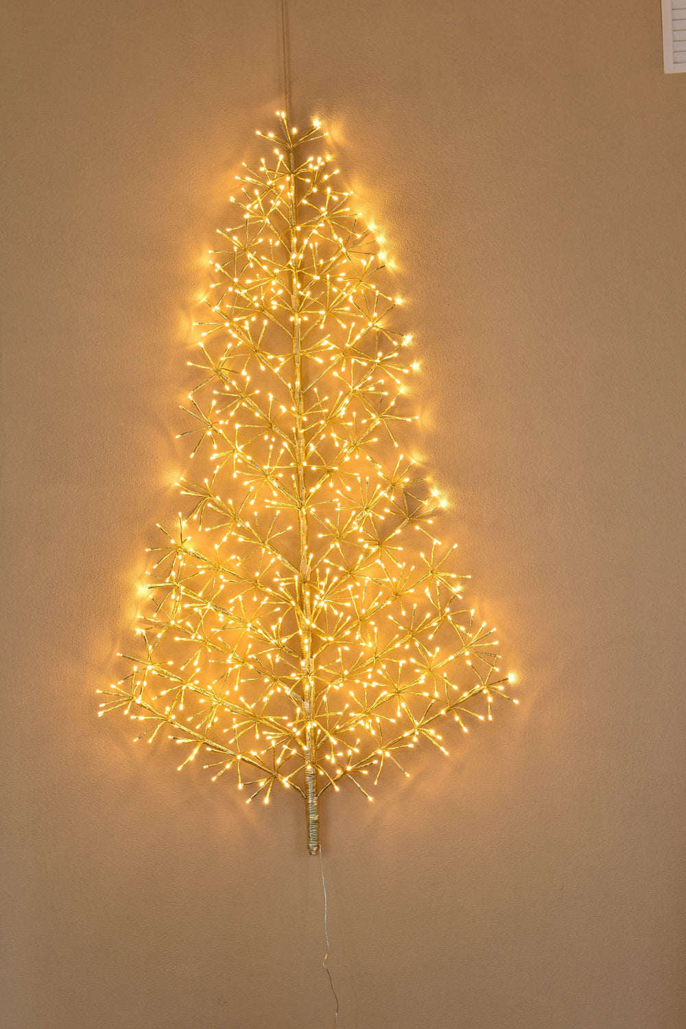 5' Warm White LED Wall Mount Tree with Gold Branches