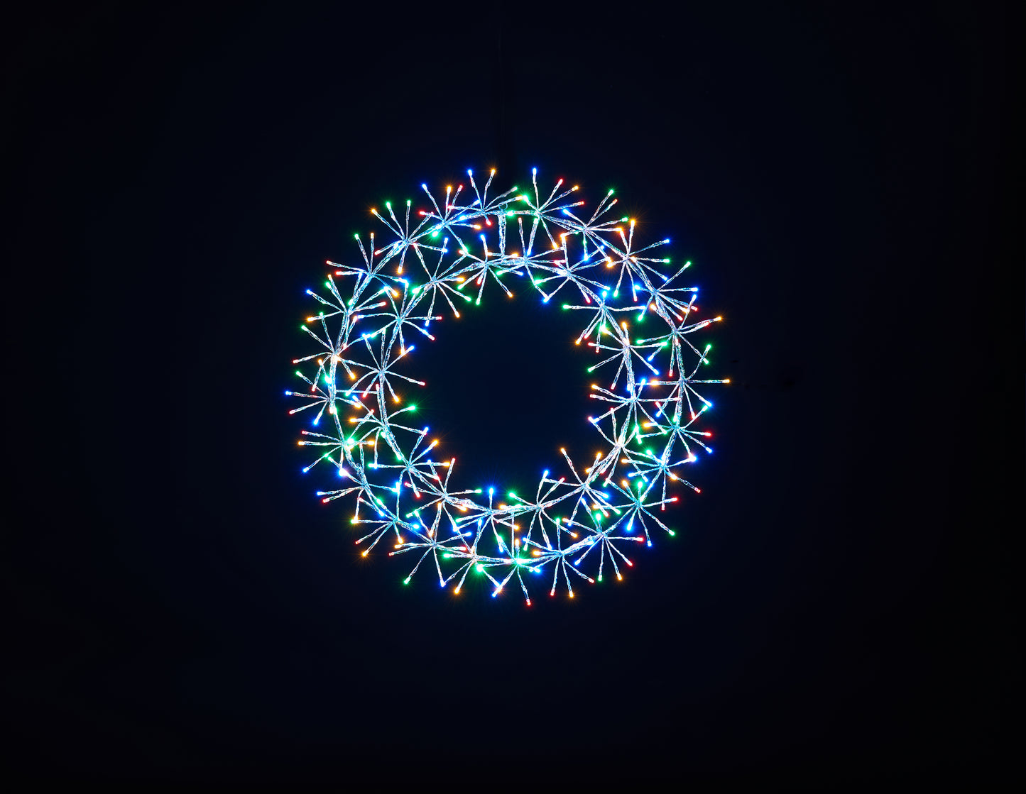 2' Multi Colored Micro LED Wreath with Silver Frame