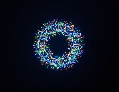 2' Multi Colored Micro LED Wreath with Silver Frame