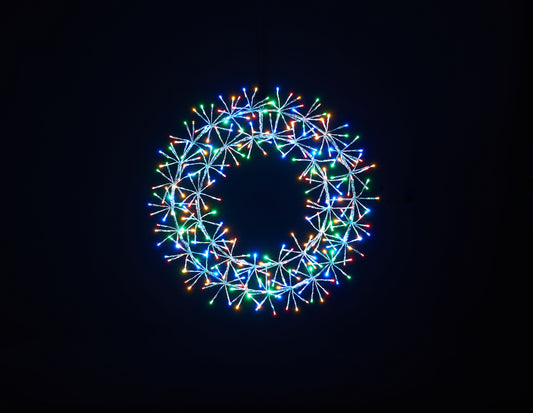 2' Multi Colored Micro LED Wreath with Silver Frame