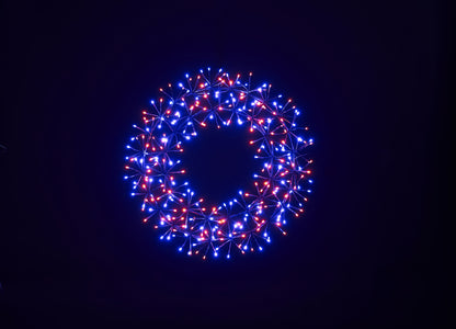 2' Purple and Orange Micro LED Wreath with Black Frame